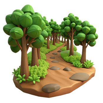 serene minimalist A winding dirt path through a dense forest, with dappled sunlight filtering through the leaves, rendered in a realistic style with a shallow depth of field original png