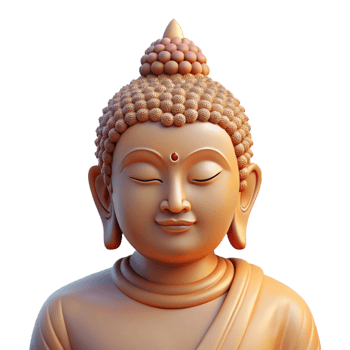 elegant abstract Portrait of a serene Buddha statue with a peaceful expression, soft ambient lighting, spiritual and calming atmosphere high quality png