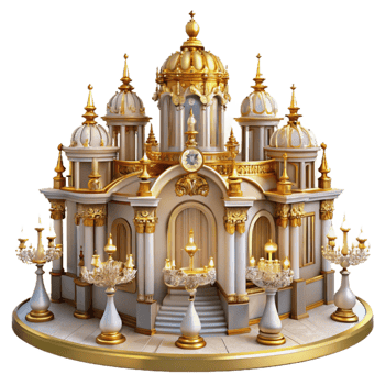 vibrant classic A grand baroque palace, ornate gold details, crystal chandeliers, warm candlelight, opulent 4K png