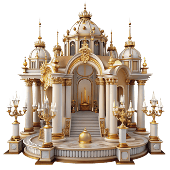 impressive vintage A grand baroque palace, ornate gold details, crystal chandeliers, warm candlelight, opulent high resolution png
