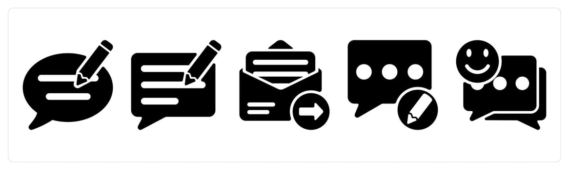 Set of 5 seo icons as feedback writing, blog, email send vector