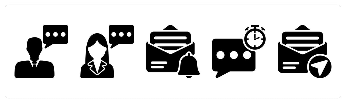 Set of 5 business icons as consultant, mail notification, quick response vector