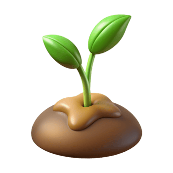 serene creative A sprouting seed pushing through the soil, reaching towards the light, time lapse photography style original png