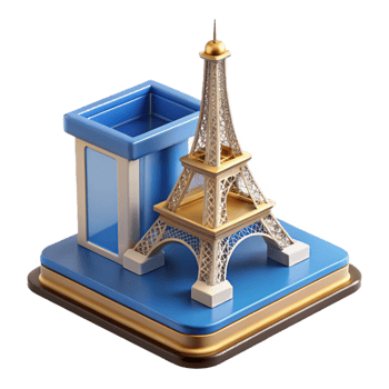 impressive minimalist A 3D printer creating a miniature replica of the Eiffel Tower, layer by layer, bright studio lighting, time lapse photography style premium png