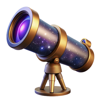 stunning abstract A telescope pointed towards a distant nebula, detailed metallic structure, starlight illuminating the lens, astrophotography style original png