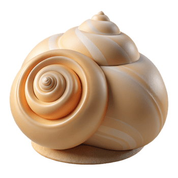 beautiful traditional A spiral shell lying on white sand, soft natural light, hyperrealistic, detailed textures original png