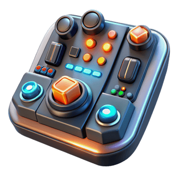 stunning modern A highly detailed, close up of a futuristic control panel with glowing buttons and intricate wiring. Warm, operational lighting. Technical illustration style 4K png