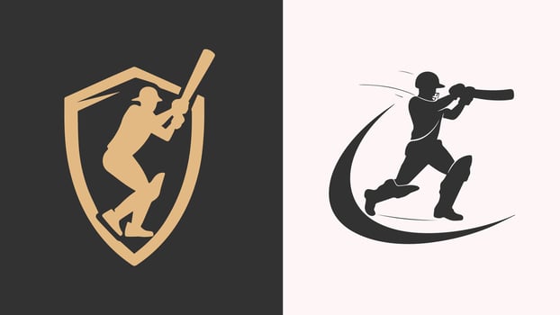 Cricket Logo with Batsman Silhouette and Stylish Typography. vector
