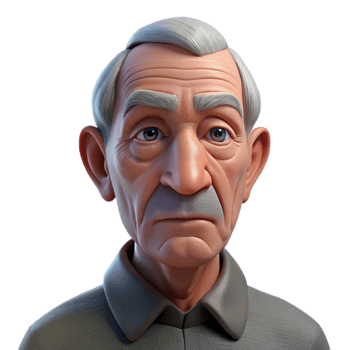 magnificent traditional Portrait of an elderly man with deep wrinkles, a weathered face, and a wise, gentle gaze, Rembrandt lighting, hyperrealistic style premium png