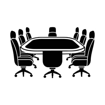 Dynamic conference table silhouette on white background for modern team collaboration vector