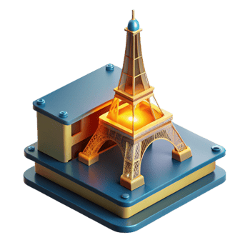 magnificent vintage A 3D printer constructing a miniature replica of the Eiffel Tower, layer by layer, lit by the printer's internal light, minimalist style authentic png