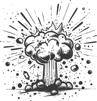 Hand Drawn Illustration Of A Stylized Explosion With Radiating Lines And Scattered Shapes vector
