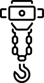 Chain pulley with hook, line style icon vector