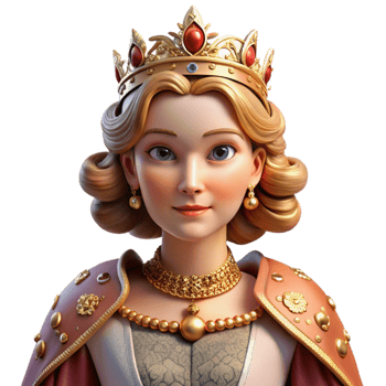 wonderful contemporary Portrait of a regal queen with an elaborate jeweled crown and a velvet gown, Rembrandt lighting, classical painting style high resolution png