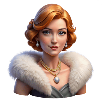 extraordinary creative Portrait of a glamorous film star with a diamond necklace and a fur stole, Hollywood lighting, Art Deco style authentic png