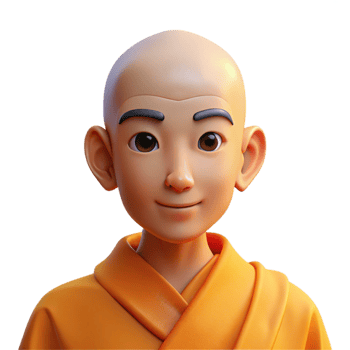 beautiful rustic Portrait of a serene monk in orange robes, soft natural lighting, spiritual art style detailed png