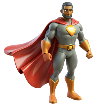 extraordinary classic Portrait of a powerful superhero with glowing eyes and a flowing cape, standing in a heroic pose. Dramatic, comic book style lighting. Superhero art style 4K png