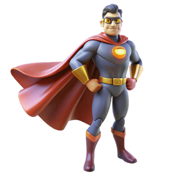 magnificent contemporary Portrait of a powerful superhero with glowing eyes and a flowing cape, standing in a heroic pose. Dramatic, comic book style lighting. Superhero art style 4K png