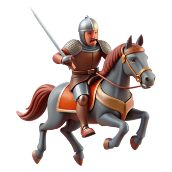 stunning minimalist 3D Illustration Medieval Knight on Horseback high resolution png
