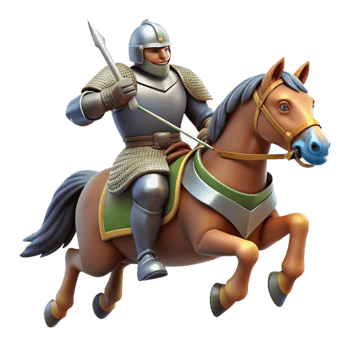 impressive modern 3D Illustration Knight on Horseback original png