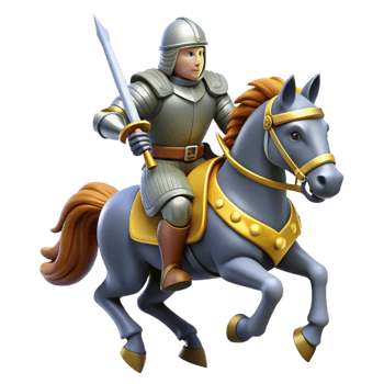 serene abstract 3D Illustration Knight on Horseback detailed png