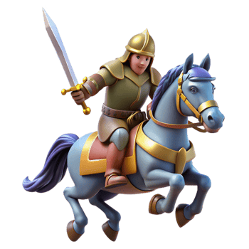 dramatic artistic 3D Illustration Knight on Horseback high quality png