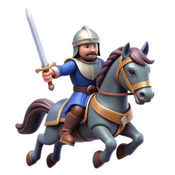 vibrant creative 3D Illustration Medieval Knight on Horseback 4K png
