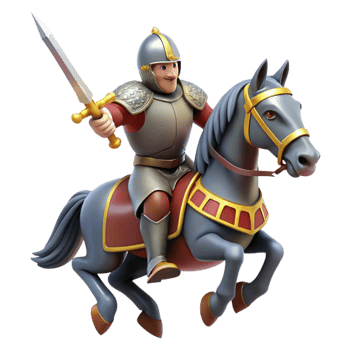dramatic abstract 3D Illustration Knight on Horseback high quality png