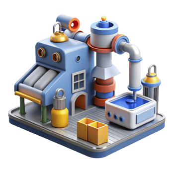 magnificent rustic Cartoon 3D Factory Illustration authentic png