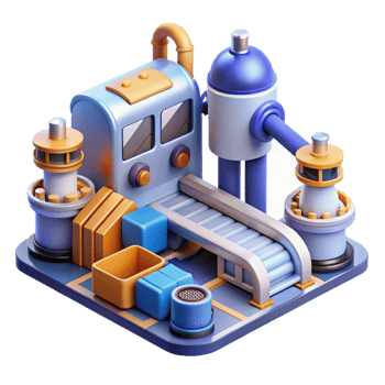 elegant modern 3D Illustration of Factory Production Line professional png