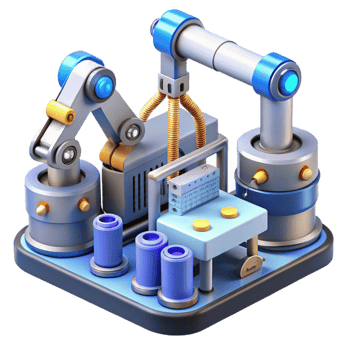 Isometric 3D Illustration of Automated Factory png