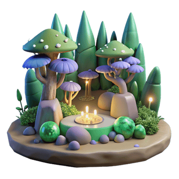 elegant minimalist Enchanted 3D Forest Illustration high quality png