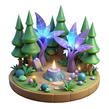 serene traditional Enchanted 3D Forest Scene detailed png