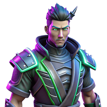 Neon Ninja 3D Render png