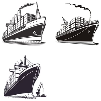Old Ship Silhouettes Collection vector