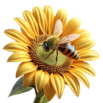 extraordinary abstract A close up of a bee collecting pollen from a sunflower, macro photography style, warm sunlight, focus on the intricate details of the bee and flower detailed png