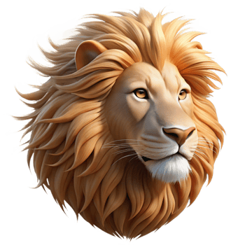 stunning rustic A portrait of a regal lion, its mane flowing in the wind, dramatic backlighting, painting in the style of classical realism original png