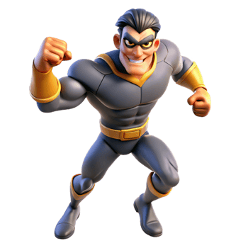 magnificent vintage 3D Cartoon Superhero Illustration high resolution png