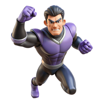 elegant vintage 3D Cartoon Superhero Illustration detailed png