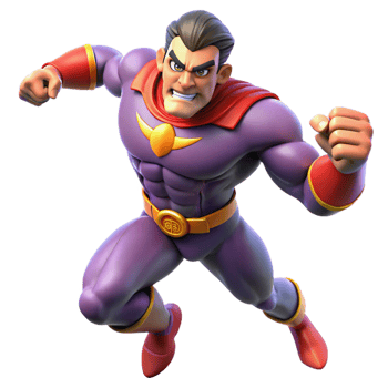 3D Superhero Illustration Powerful Posing png