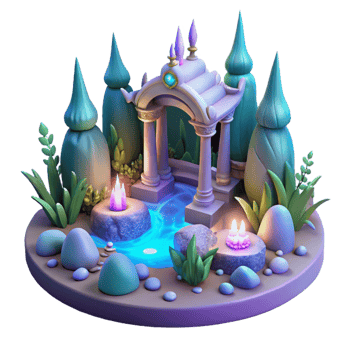 stunning modern Enchanted 3D Garden Archway Illustration premium png
