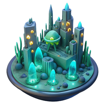 Fantasy Cityscape 3D Render png