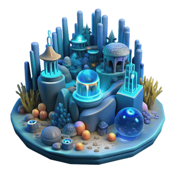 serene minimalist Underwater city, bioluminescent coral structures, glowing lights, deep sea environment, science fiction style, digital art, detailed png