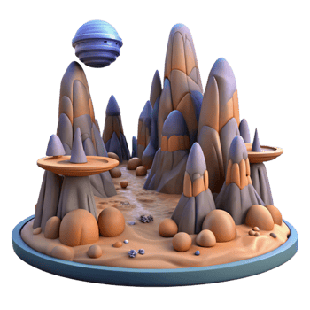Stylized 3D Mountain Landscape Illustration png