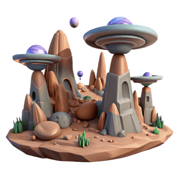 magnificent rustic Stylized 3D Alien Landscape original png