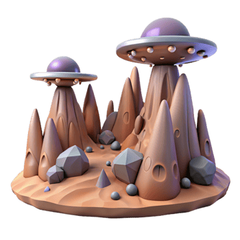 elegant rustic Stylized 3D Alien Landscape genuine png