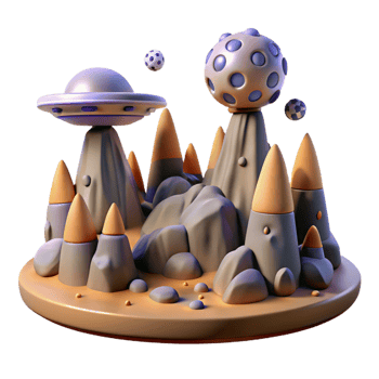 serene creative Stylized 3D Alien Landscape high resolution png