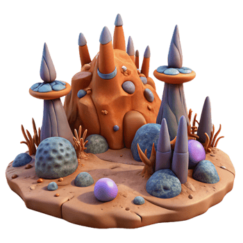 beautiful artistic Fantasy 3D Render Alien Planet Landscape authentic png