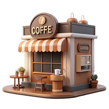 magnificent creative 3D Coffee Shop Illustration exclusive png