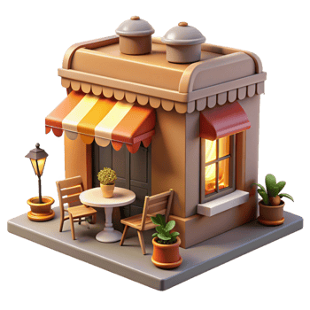 beautiful rustic Cozy 3D Shop Illustration genuine png